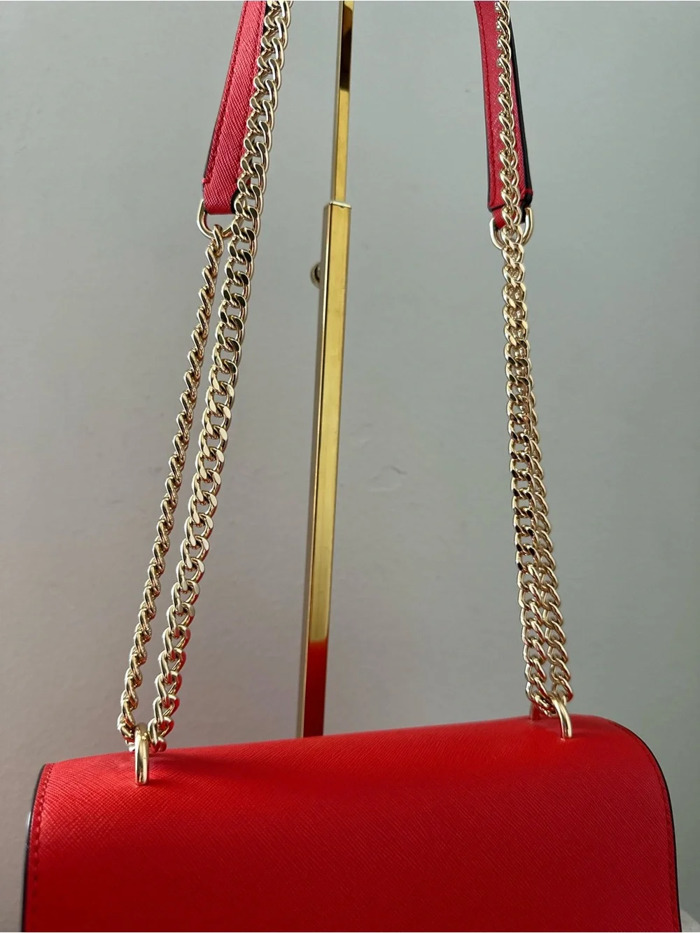 Tory Burch Emerson in bright red with gold straps